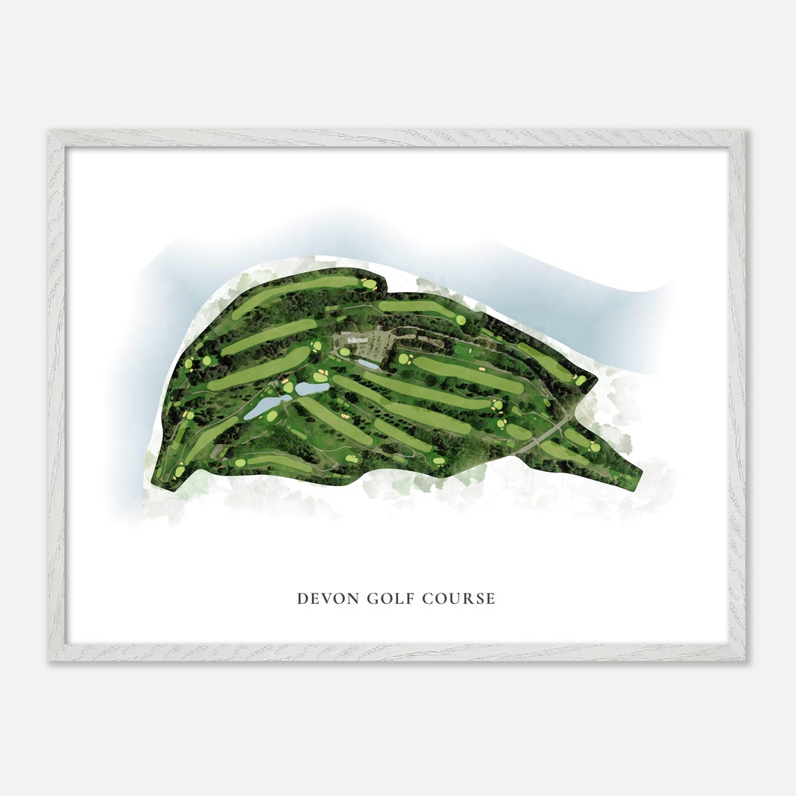 Devon Golf Course Classic Aerial Watercolor Course Map Poster - Image 3