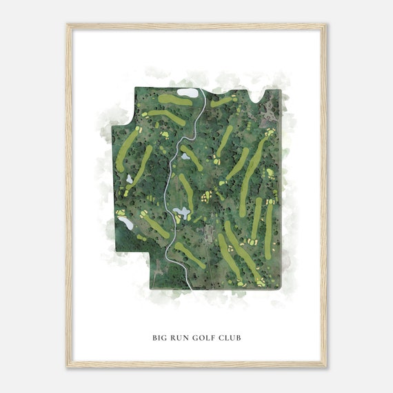 Big Run Golf Club Illinois Classic Watercolor Map Golfer Gift Golf Wall Art Golf Poster Print Course Layout