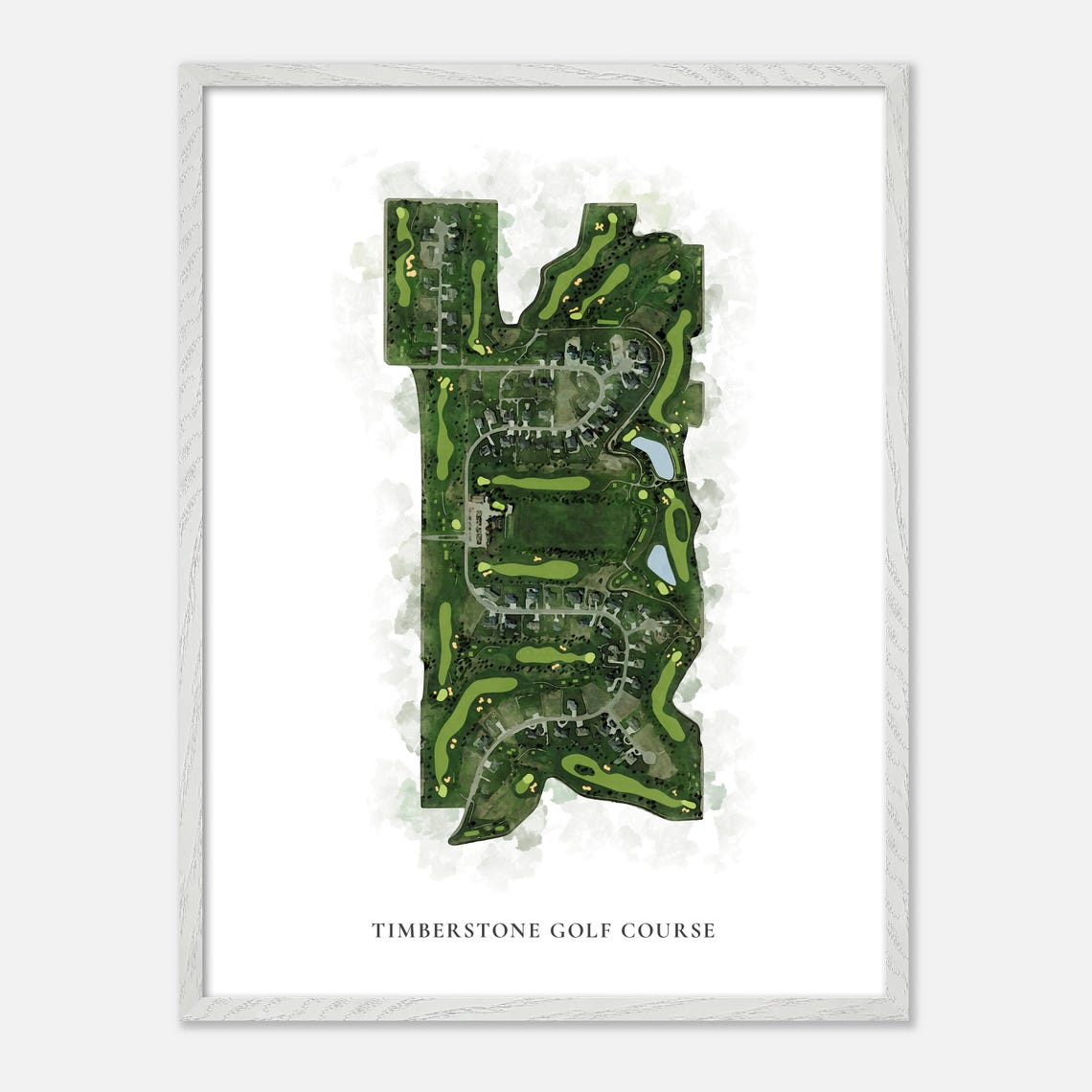 Timberstone Golf Course Classic Aerial Watercolor Map Poster - Image 2