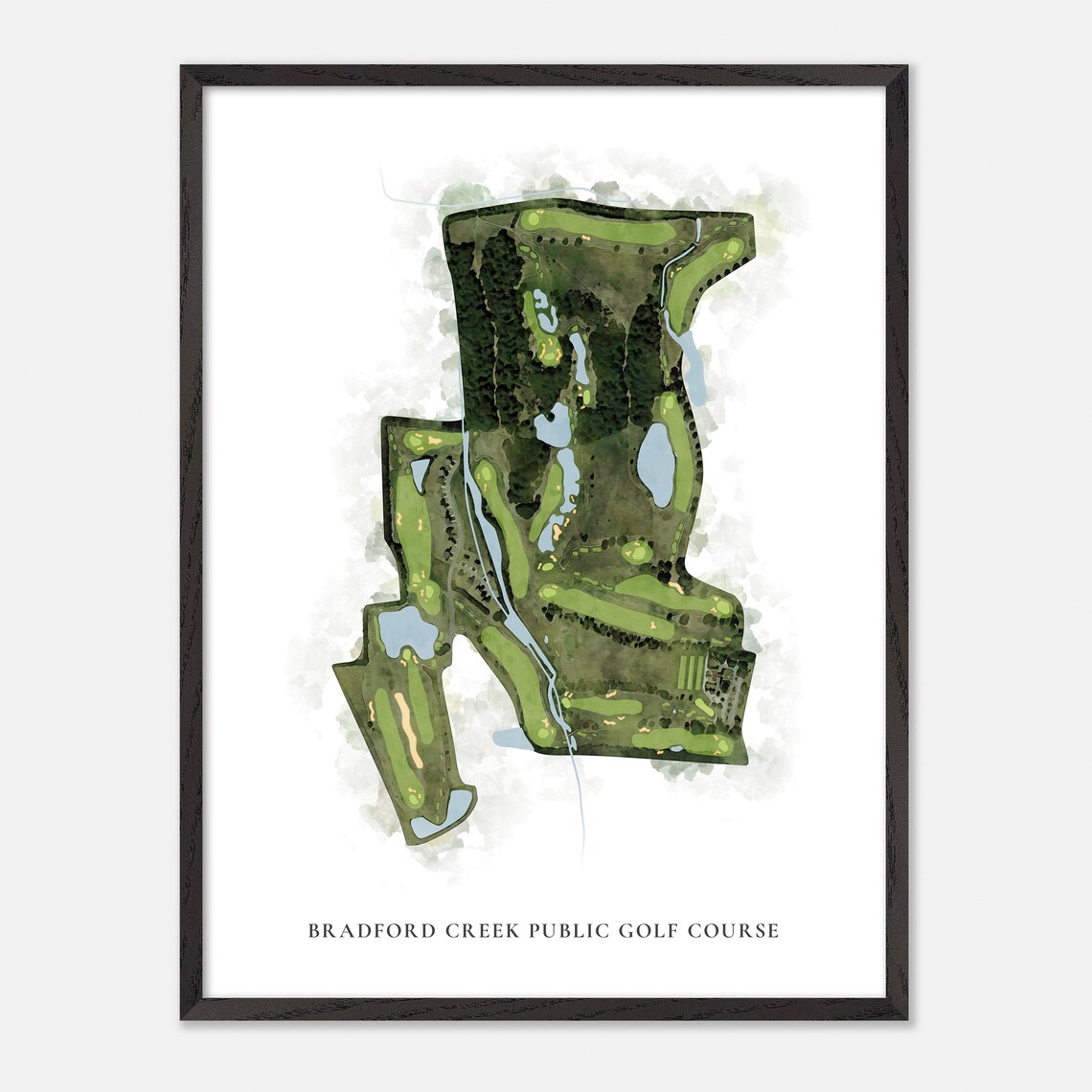 Bradford Creek Public Golf Course Greenville NC Classic Watercolor Golf Map Poster - Image 3