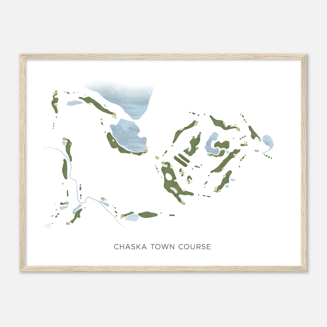 Chaska Town Course Minnesota Modern Watercolor Map Golfer Gift Golf Wall Art Golf Poster Print Course Layout