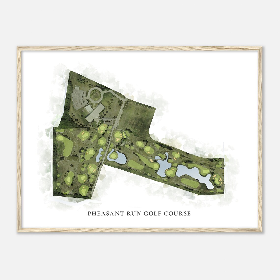 Pheasant Run Golf Course Classic Aerial Watercolor Map Poster - Image 2