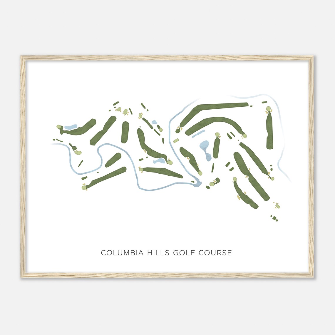 Columbia Hills Golf Course Modern Minimalist Watercolor Map Poster - Image 2