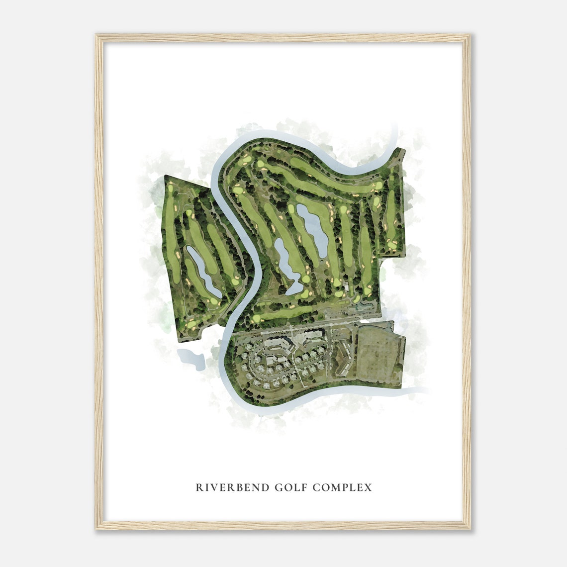 Riverbend Golf Complex Watercolor Map Riverside Course Poster - Image 2