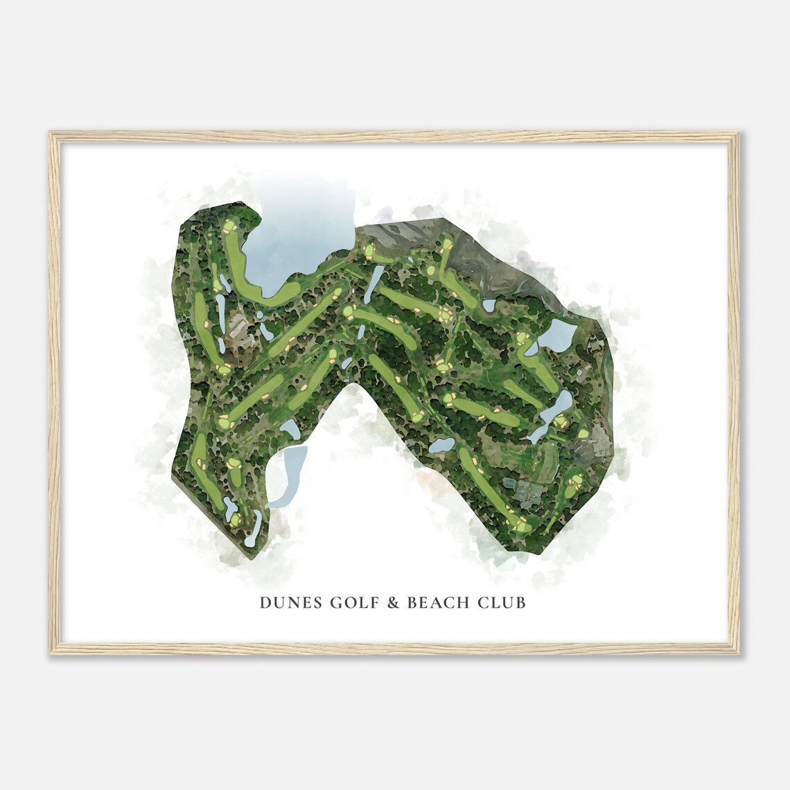 Dunes Golf & Beach Club Aerial Watercolor Course Map Golfer Gift Poster
