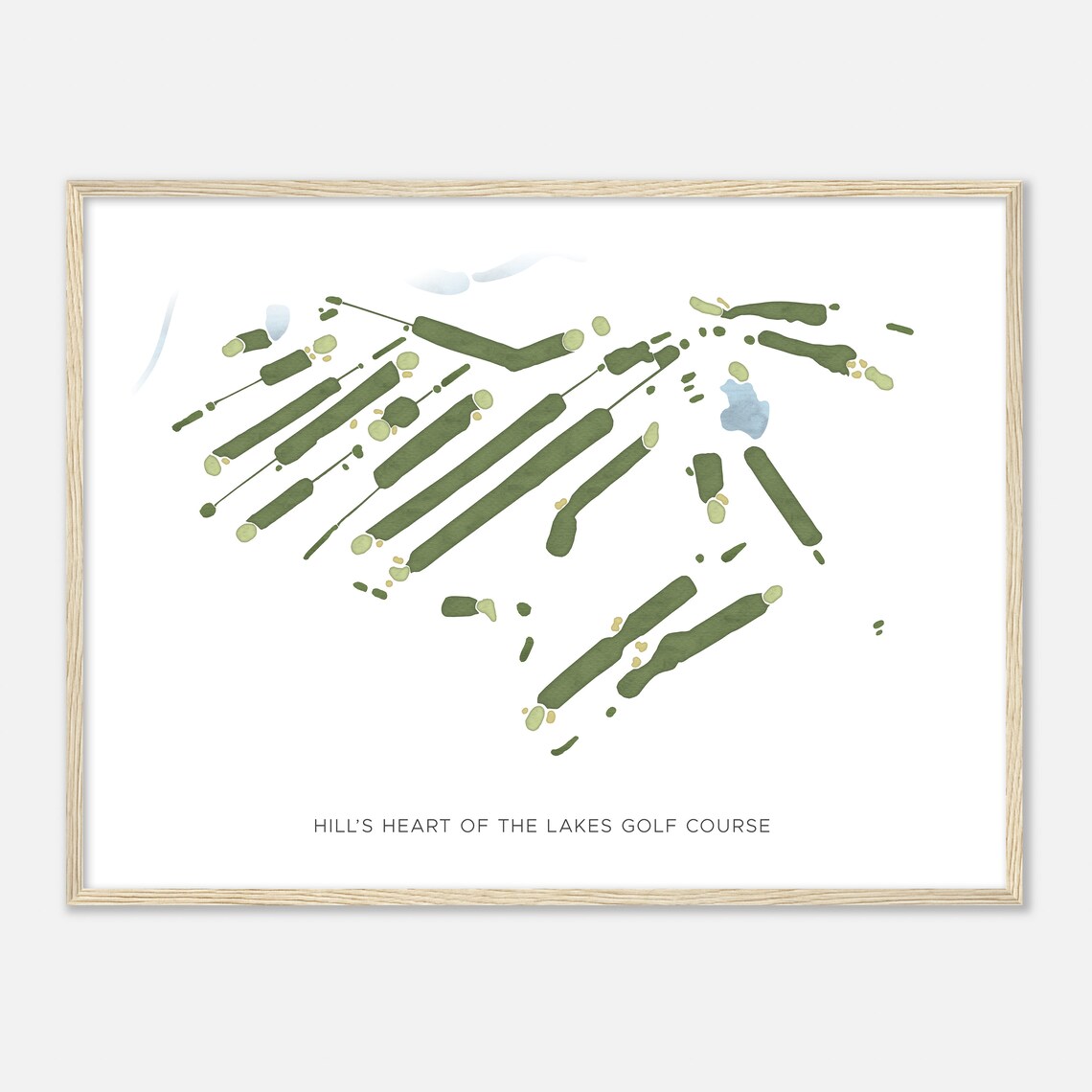 Hill's Heart of the Lakes Golf Course Watercolor Golf Map Poster Art - Image 2