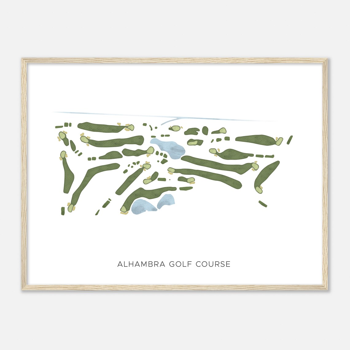 Alhambra Golf Course California Modern Watercolor Map Golfer Gift Golf Wall Art Golf Poster Print Course Layout - Image 2