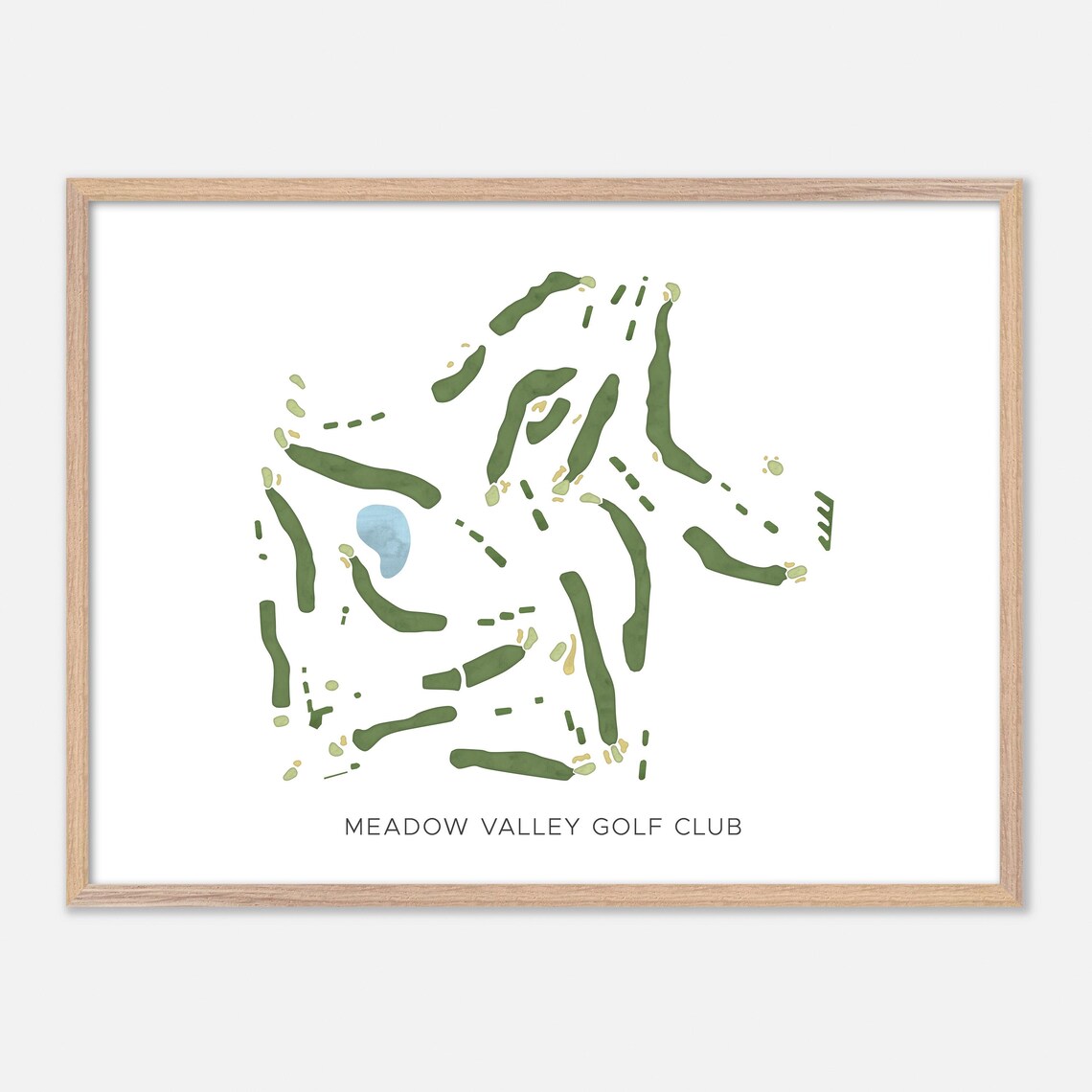 Meadow Valley Golf Club Course Map Minimalist Green Fairways Art Poster