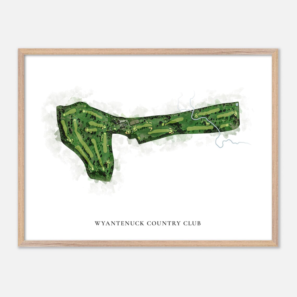 Wyantenuck Country Club Map, Classic Watercolor Art Print