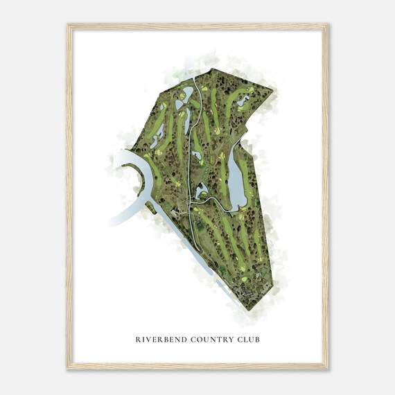 Riverbend Country Club Classic Watercolor Golf Course Map Poster