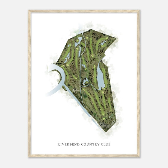 Riverbend Country Club Texas Classic Watercolor Map Golfer Gift Golf Wall Art Golf Poster Print Course Layout