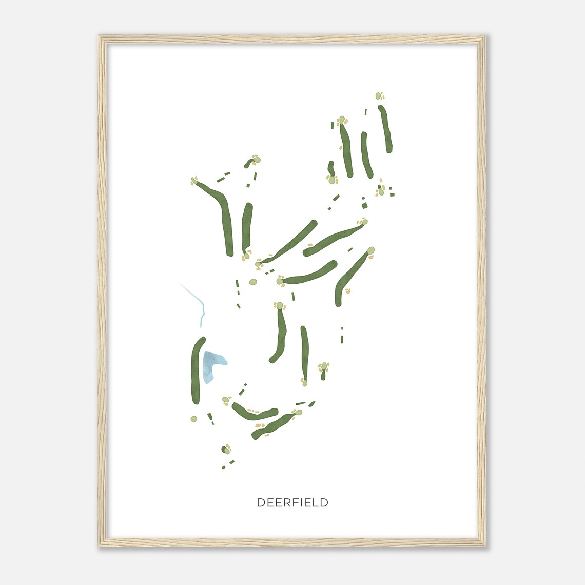 Deerfield Delaware Modern Minimalist Watercolor Golf Map Poster