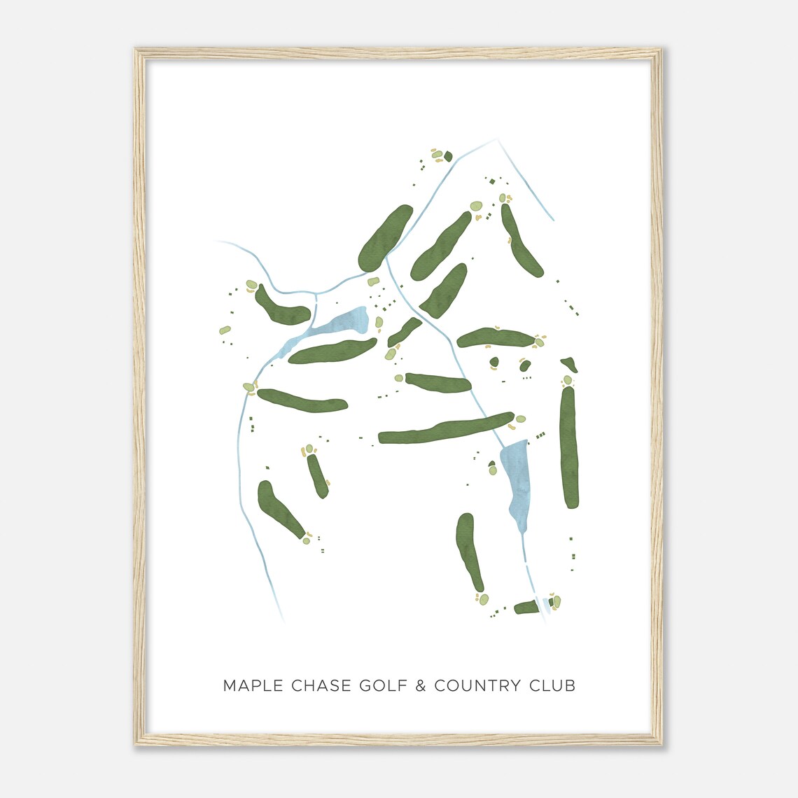 Maple Chase Golf & Country Club North Carolina Modern Watercolor Course Map Poster - Image 2