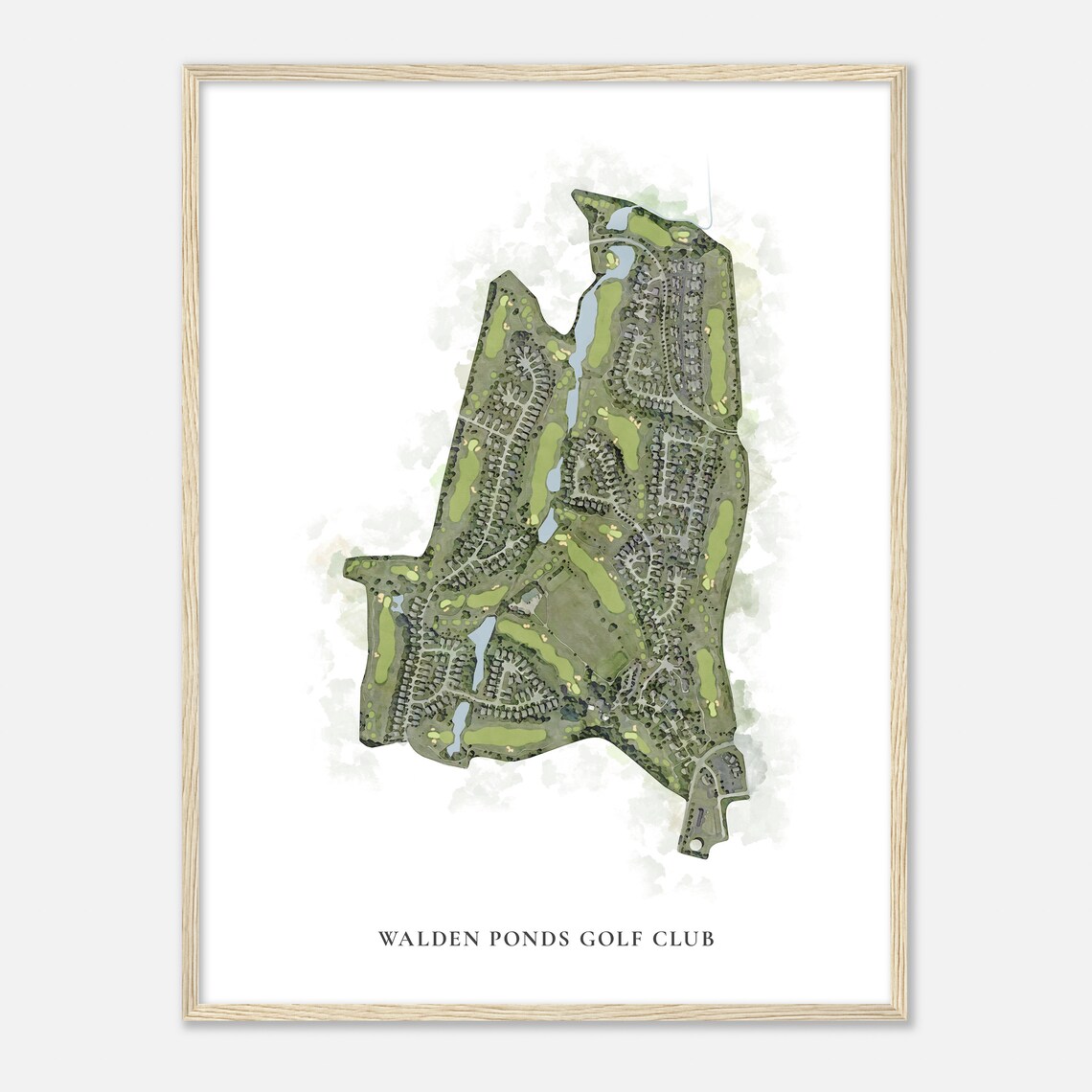 Walden Ponds Golf Club Watercolor Aerial Map Golfer Gift Poster - Image 2