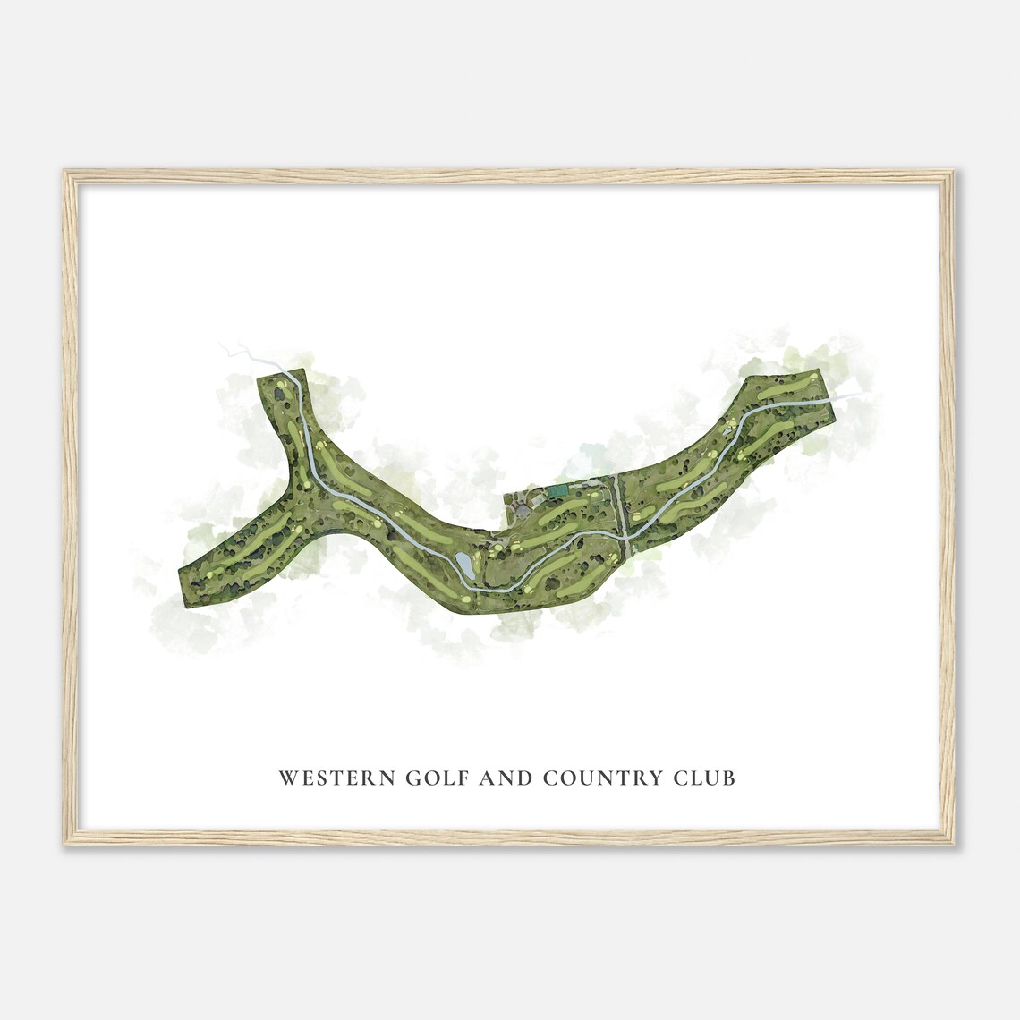 Western Golf And Country Club Watercolor Course Map Wall Art - Image 2