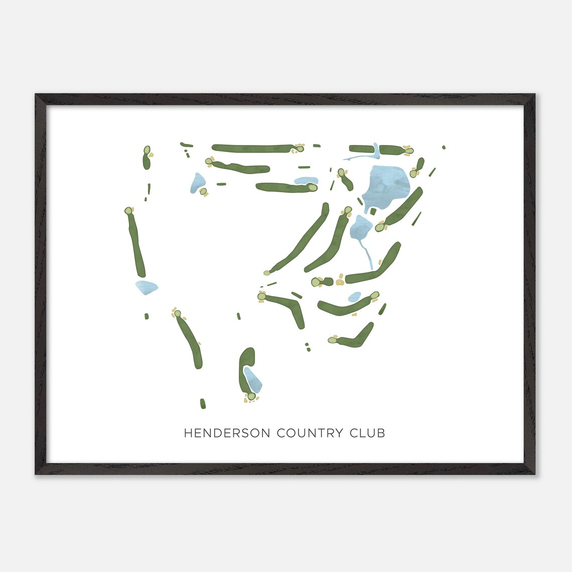 Henderson Country Club Kentucky Modern Minimal Watercolor Map Poster - Image 5