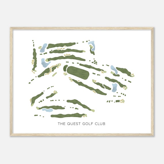 The Quest Golf Club Michigan Modern Watercolor Map Golfer Gift Golf Wall Art Golf Poster Print Course Layout