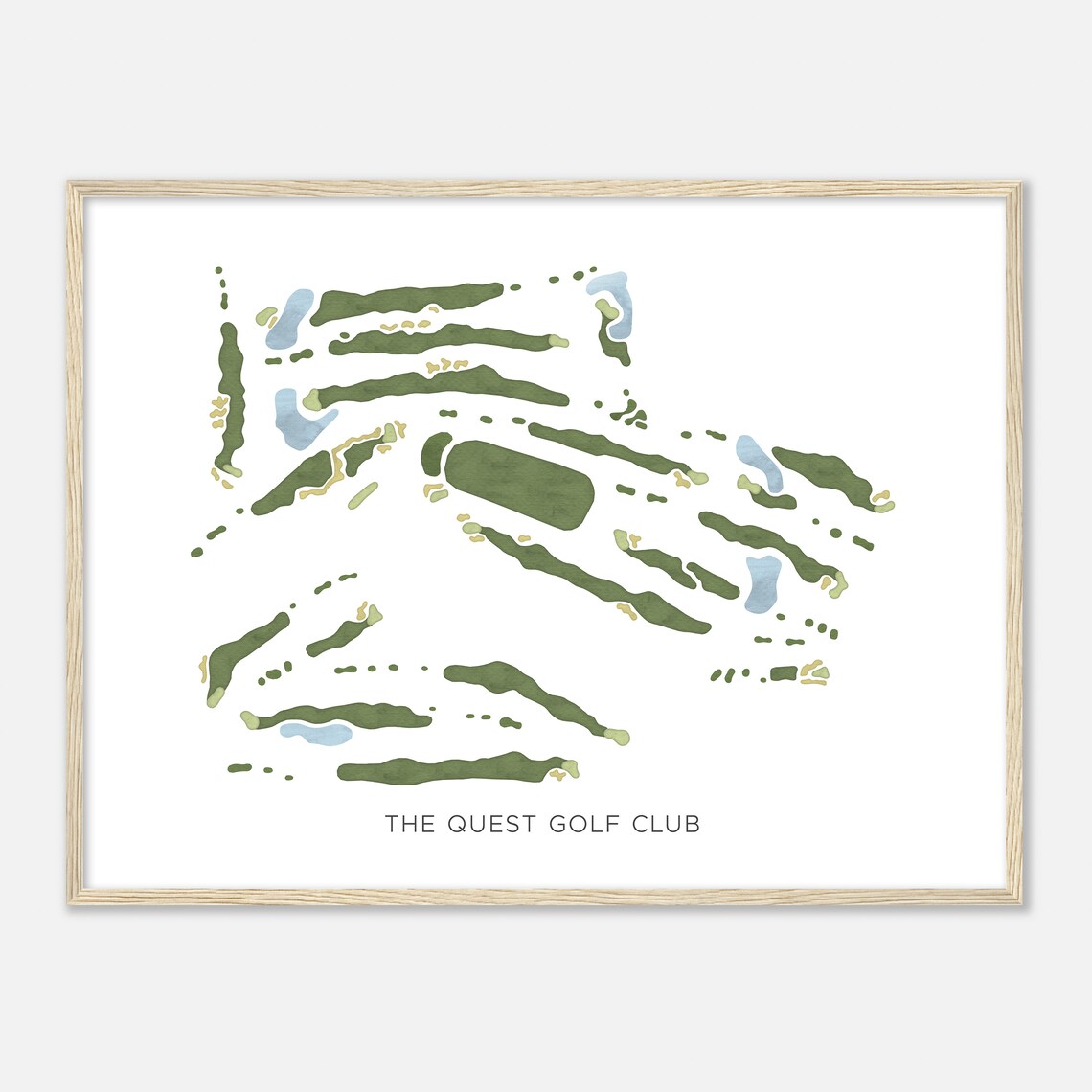 The Quest Golf Club Michigan Modern Watercolor Course Map Poster