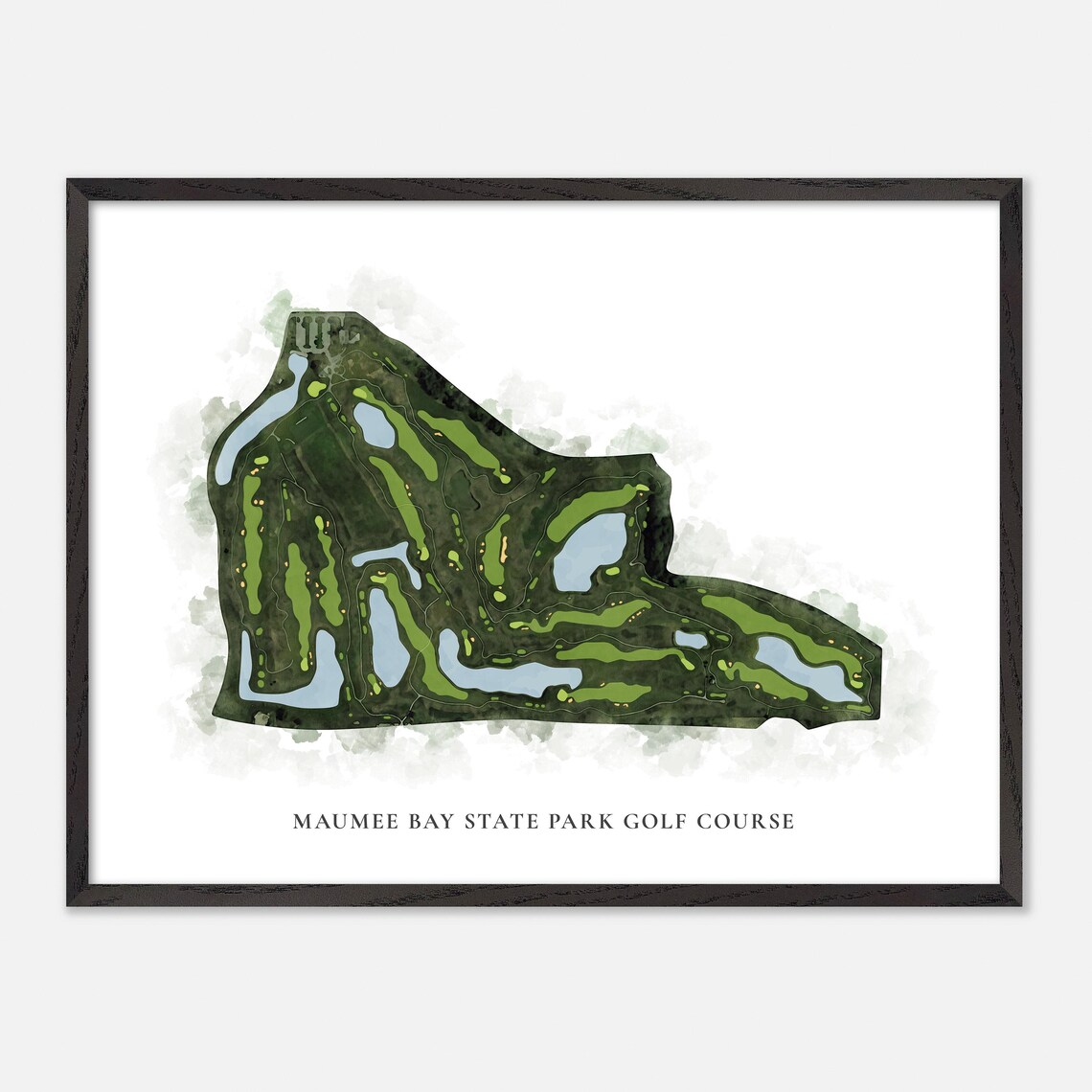Maumee Bay State Park Golf Course Aerial Watercolor Map Art Poster Gift - Image 5