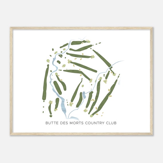 Butte Des Morts Country Club Wisconsin Modern Watercolor Map Golfer Gift Golf Wall Art Golf Poster Print Course Layout