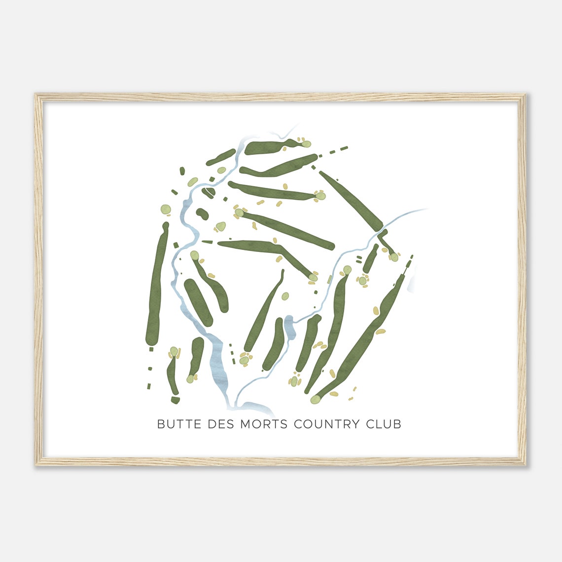 Butte Des Morts Country Club Wisconsin Modern Watercolor Map Golfer Gift Golf Wall Art Golf Poster Print Course Layout