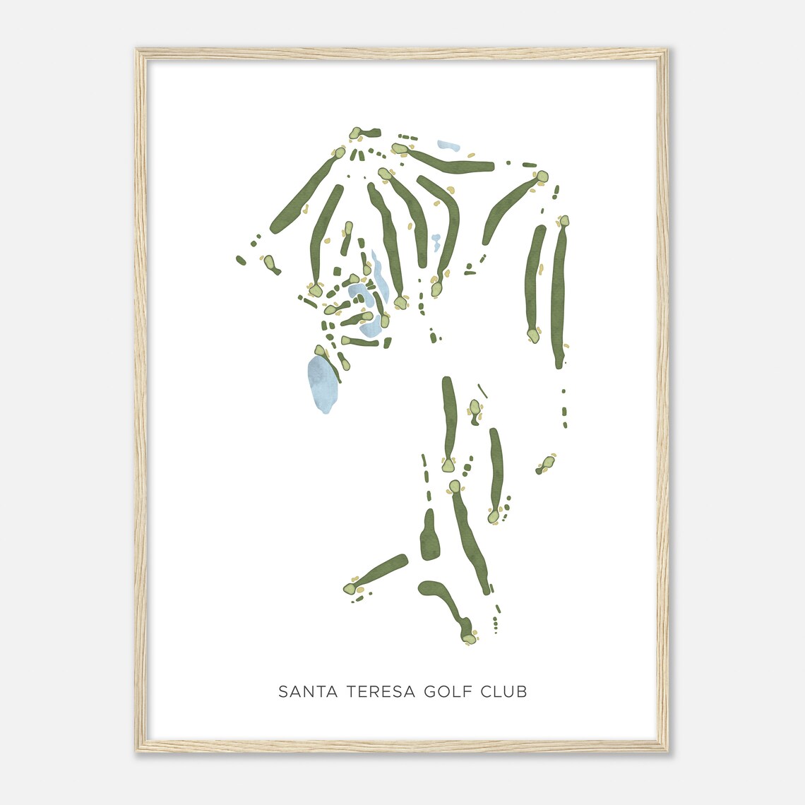 Santa Teresa Golf Club California Modern Watercolor Course Map Poster