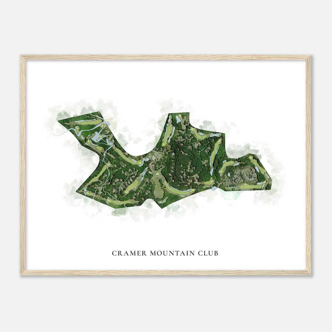 Cramer Mountain Club North Carolina Classic Watercolor Golf Map Poster - Image 2
