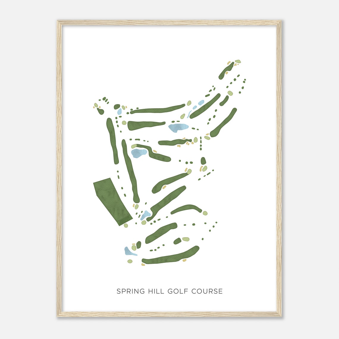 Spring Hill Golf Course Modern Watercolor Golf Course Map Poster - Image 2