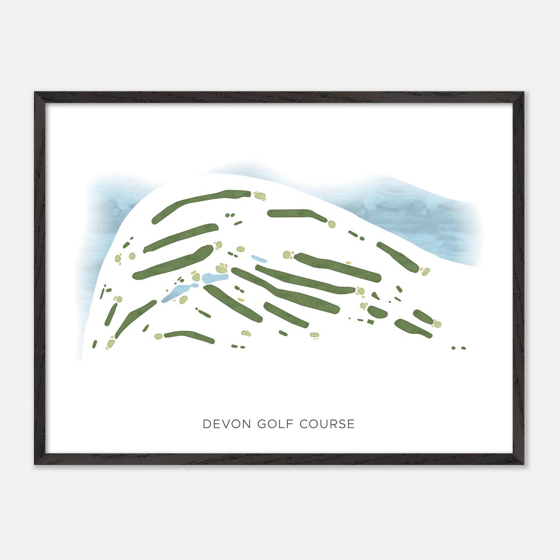 Devon Golf Course Modern Minimalist Watercolor Golf Map Poster - Image 4