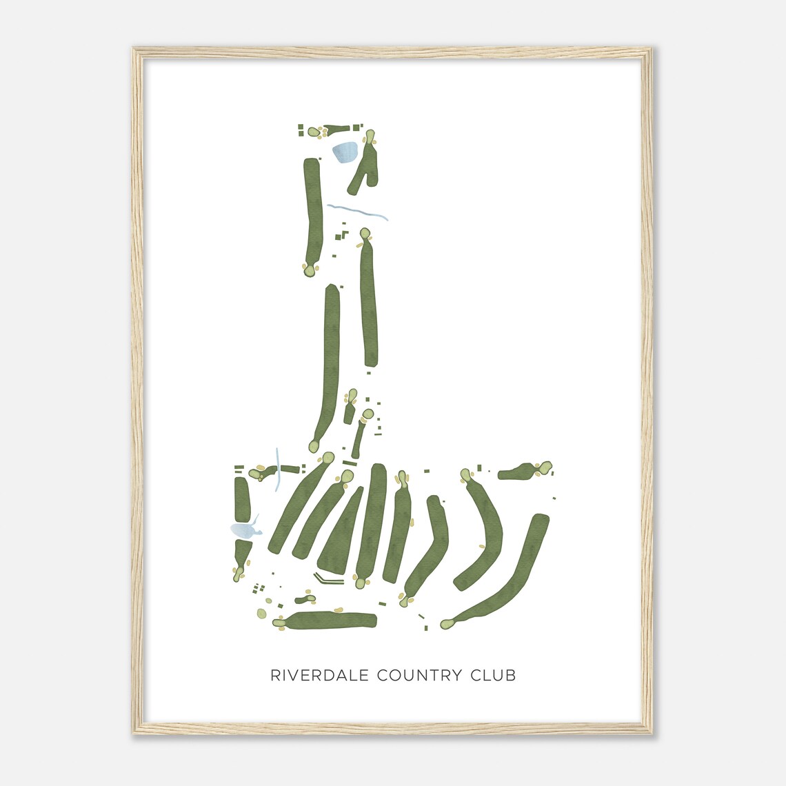 Riverdale Country Club Modern Minimalist Watercolor Golf Map Poster