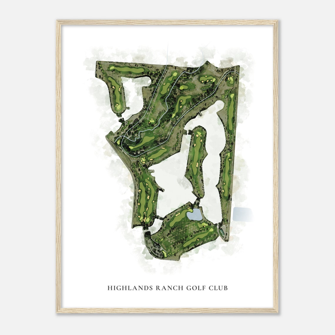 Highlands Ranch Golf Club Classic Watercolor Map Golfer Gift Poster