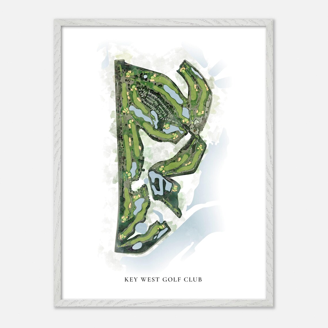 Key West Golf Club Florida Classic Watercolor Course Map Wall Art - Image 2