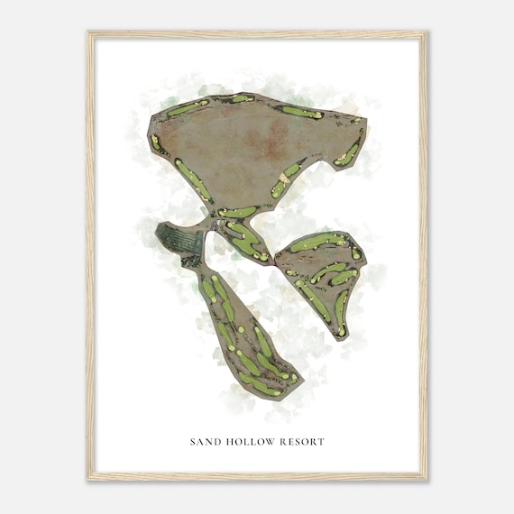 Sand Hollow Resort Utah Classic Watercolor Map Golfer Gift Golf Wall Art Golf Poster Print Course Layout