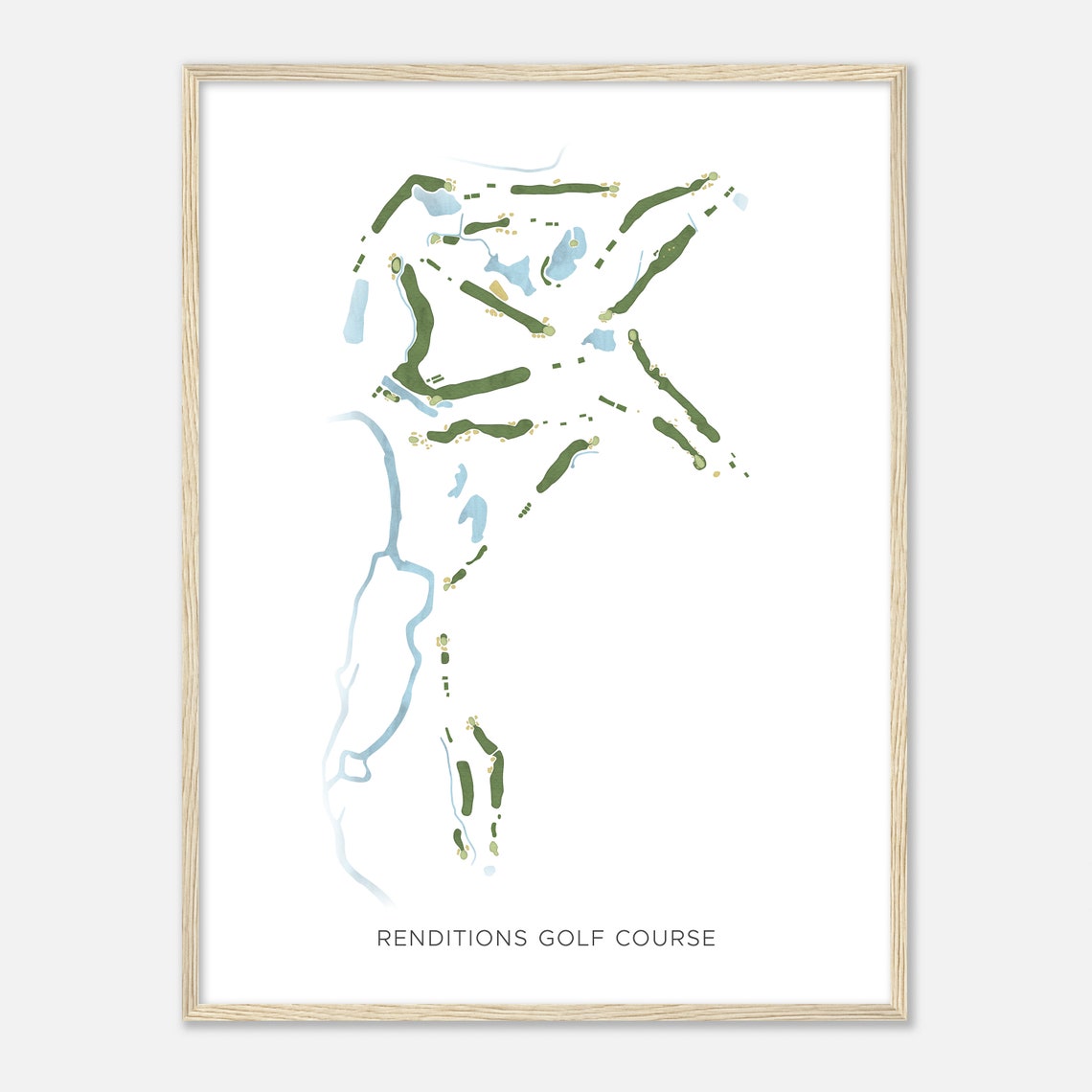 Renditions Golf Course Modern Watercolor Golf Course Map Art Poster - Image 2