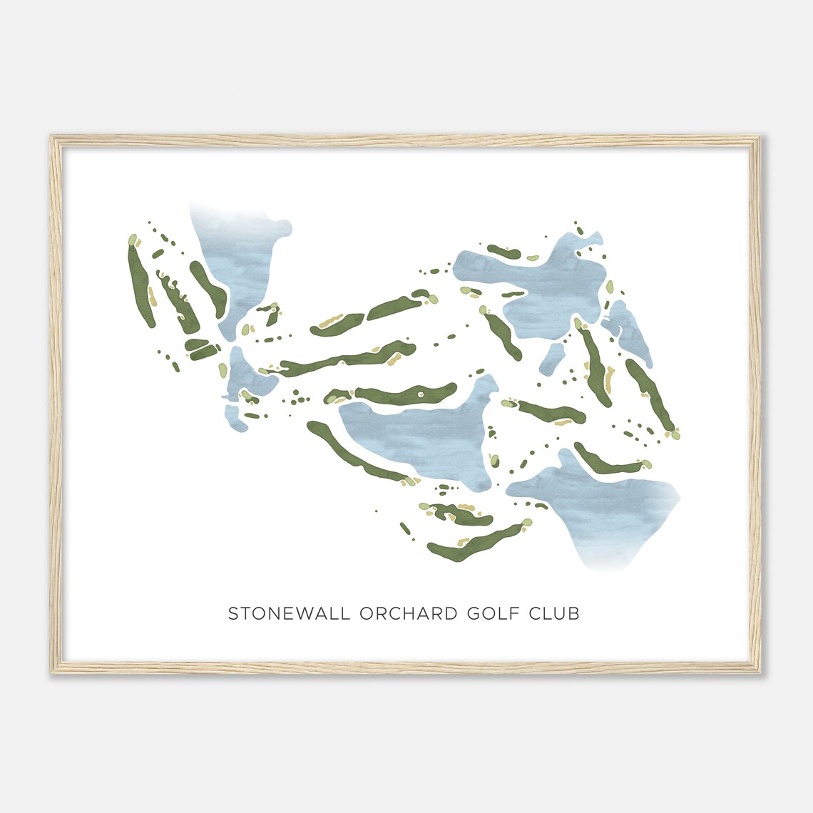 Stonewall Orchard Golf Club Illinois Modern Watercolor Map Poster - Image 2