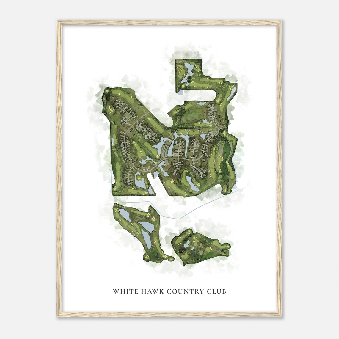 White Hawk Country Club Indiana Watercolor Golf Course Map Poster - Image 2