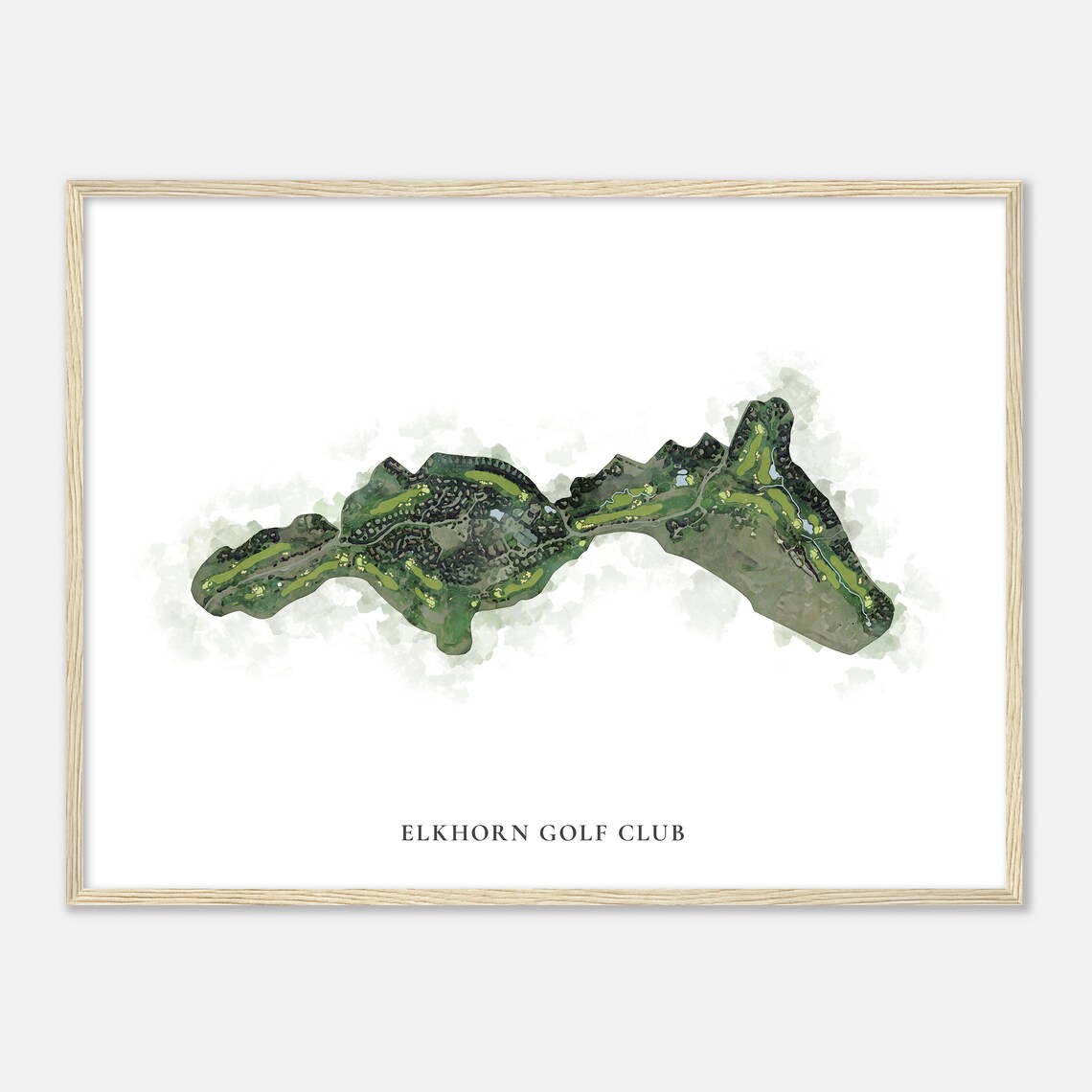 Elkhorn Golf Club Watercolor Course Map Aerial View Sports Poster - Image 2