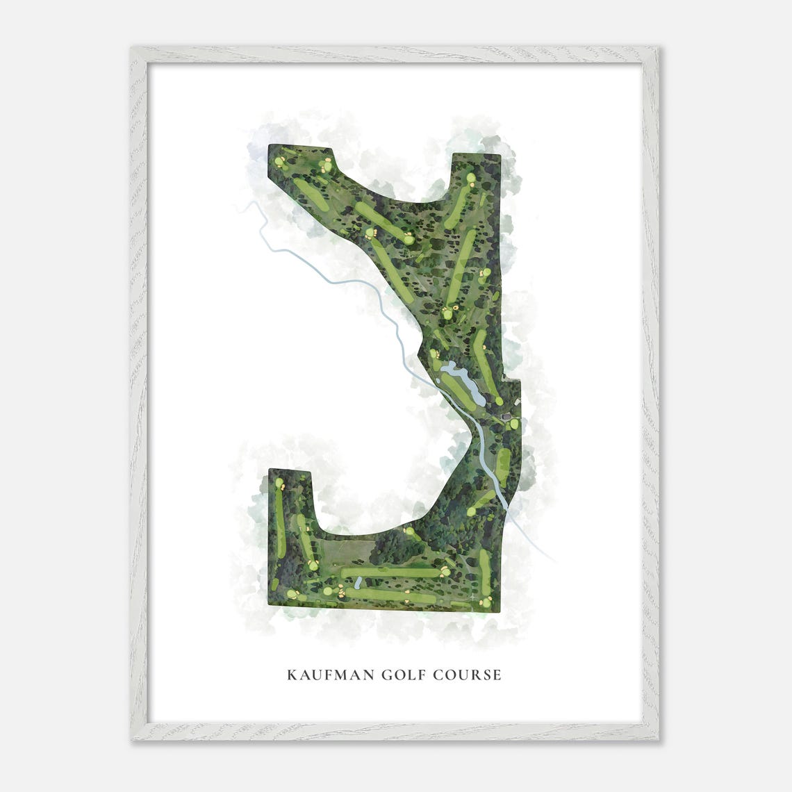 Kaufman Golf Course Michigan Classic Watercolor Course Map Poster - Image 2
