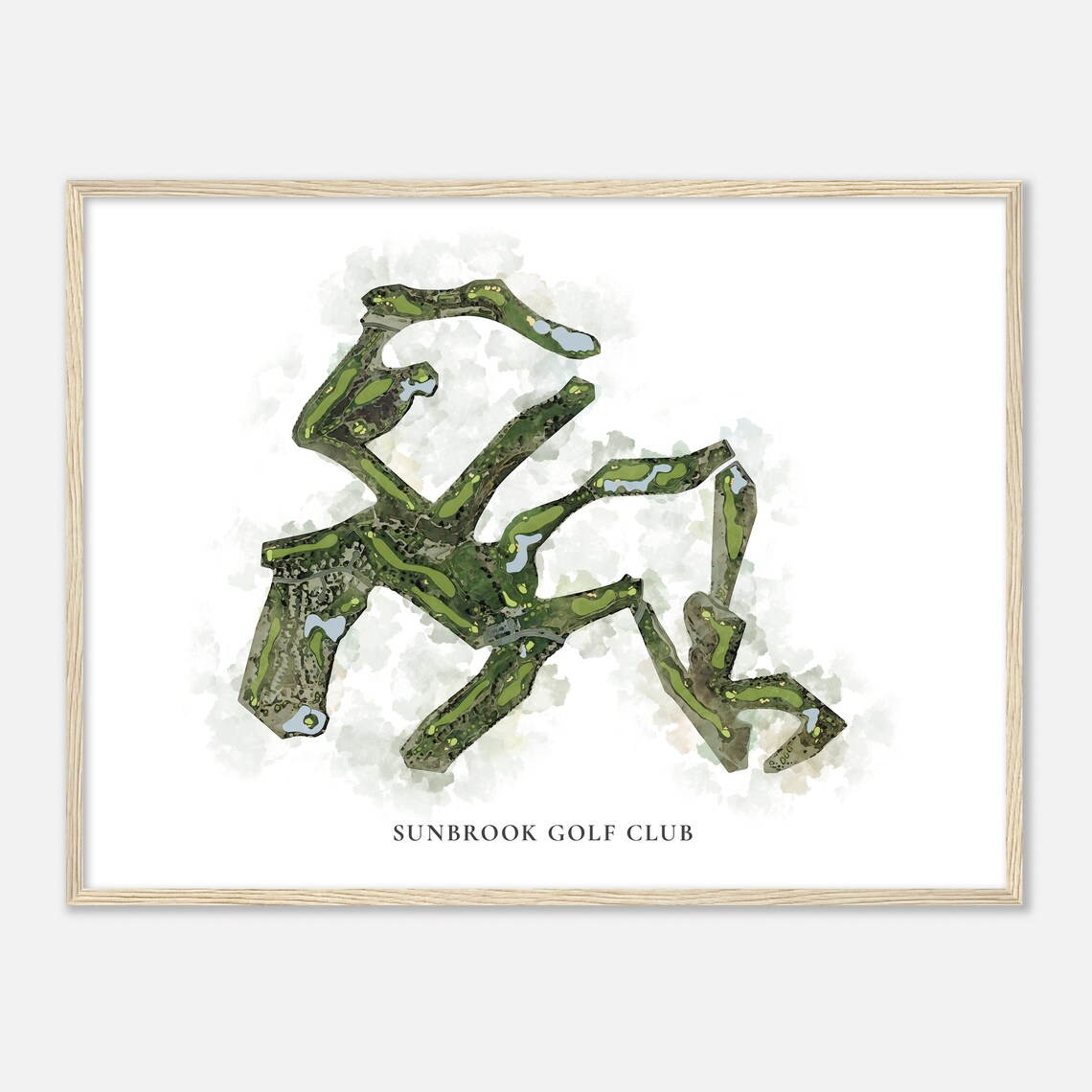 Sunbrook Golf Club Classic Watercolor Map Golfer Gift Poster