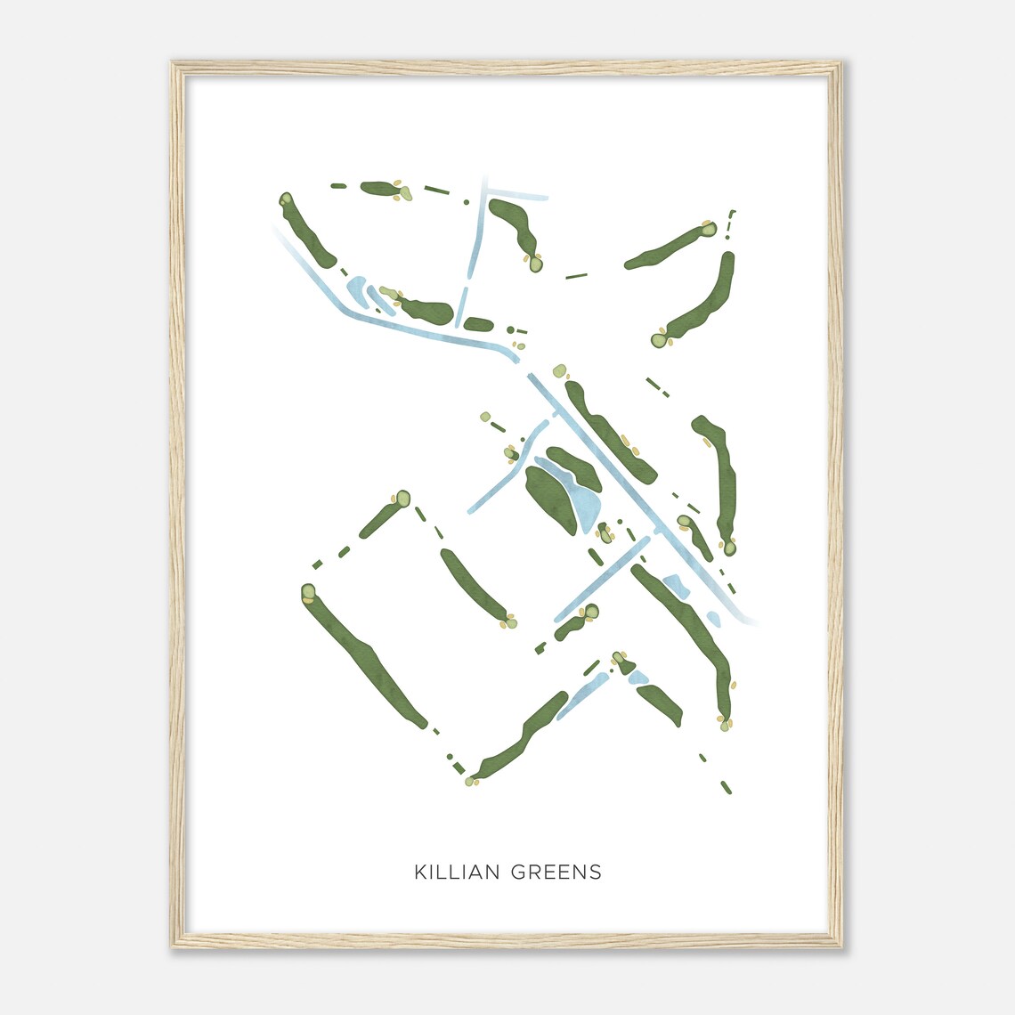 Killian Greens Florida Minimalist Modern Watercolor Golf Map Poster
