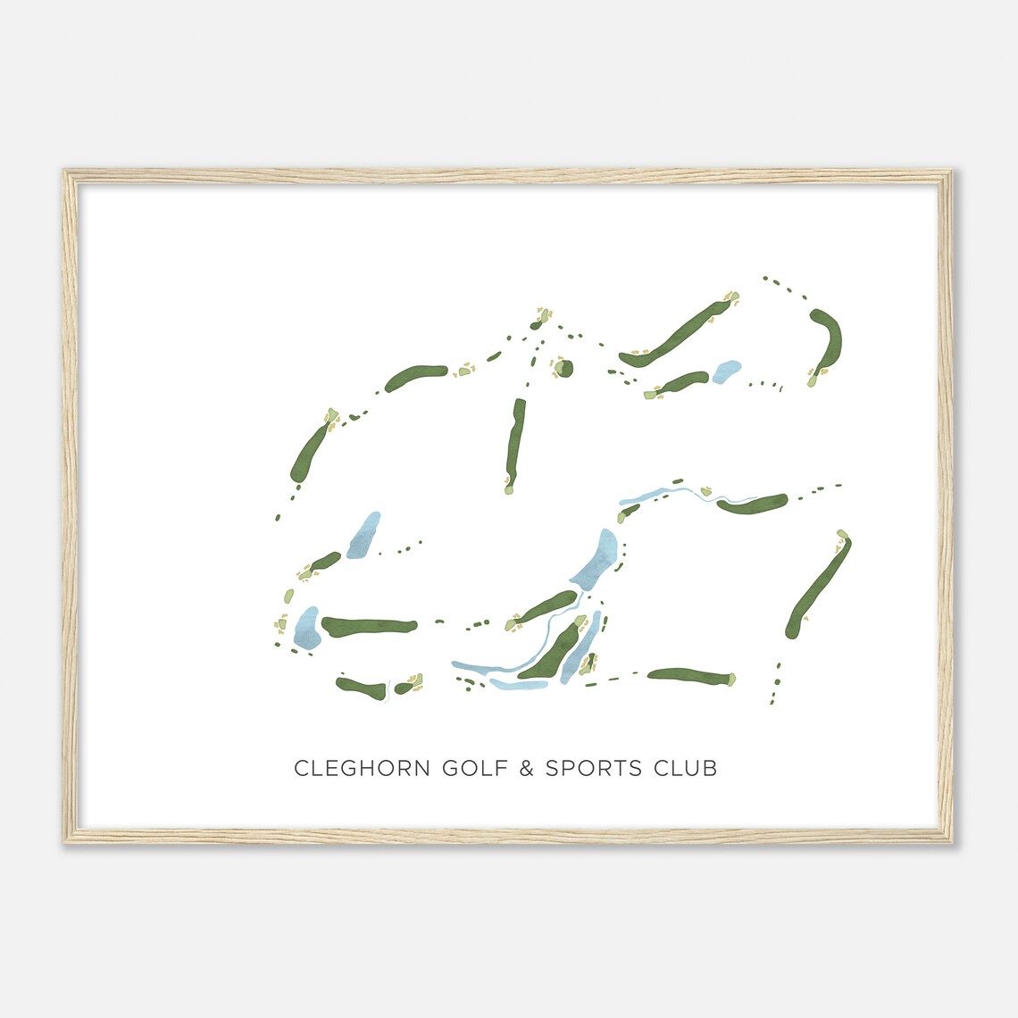 Cleghorn Golf & Sports Club Modern Watercolor Golf Course Map Poster - Image 2
