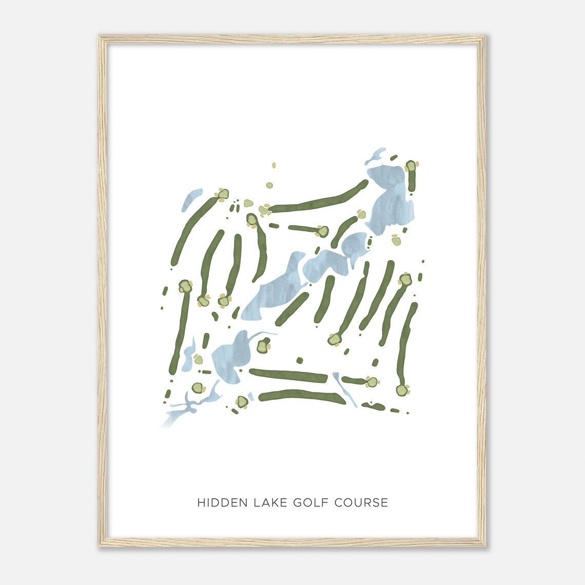 Hidden Lake Golf Course Kansas Modern Watercolor Map Golfer Gift Golf Wall Art Golf Poster Print Course Layout