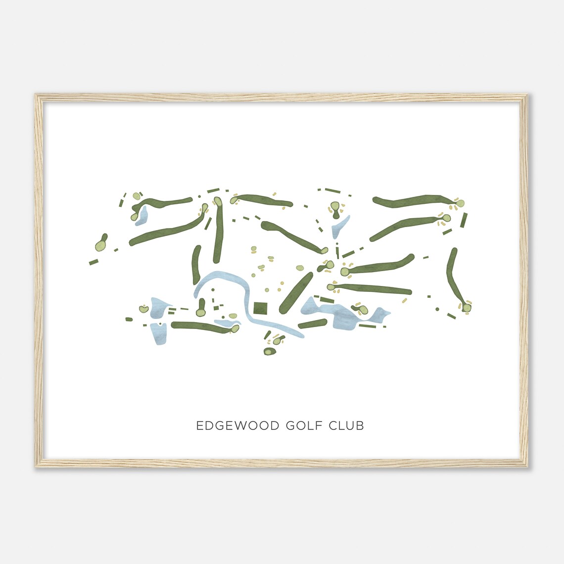 Edgewood Golf Club Illinois Modern Watercolor Golf Course Map Poster - Image 2