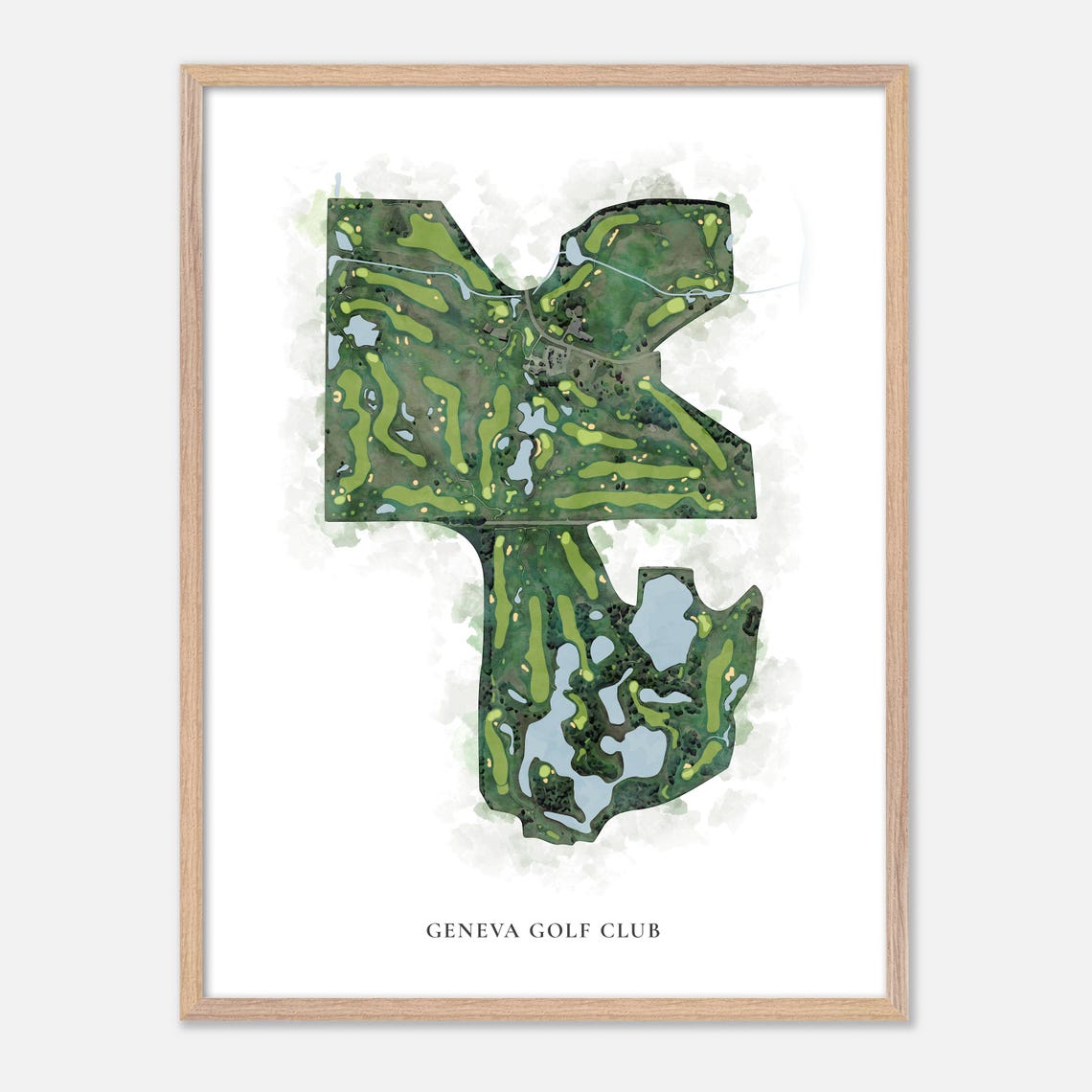 Geneva Golf Club Watercolor Aerial Golf Course Layout Map Poster - Image 2