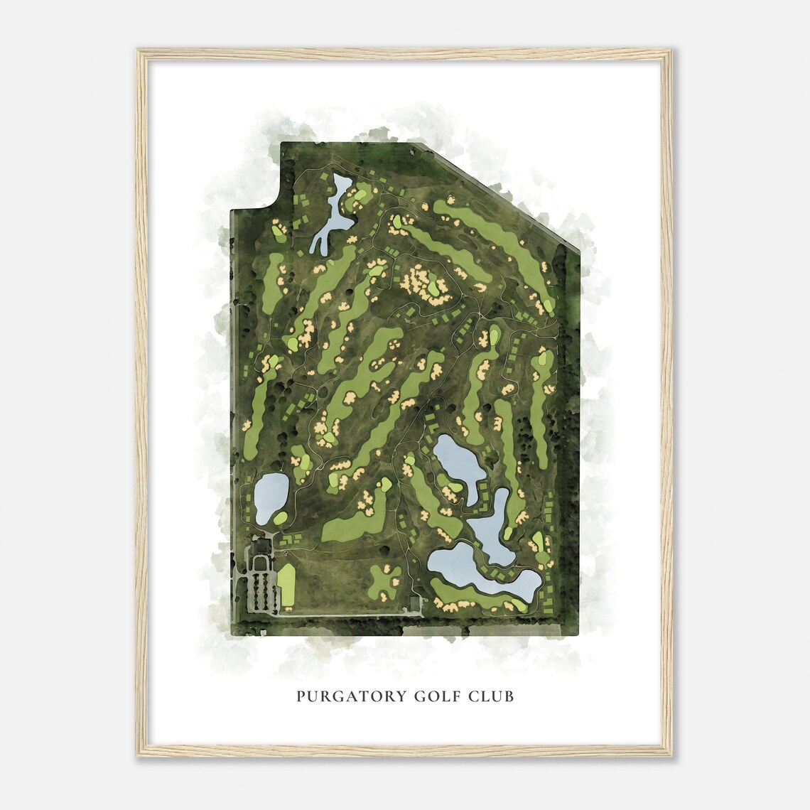 Purgatory Golf Club Indiana Classic Watercolor Course Map Poster