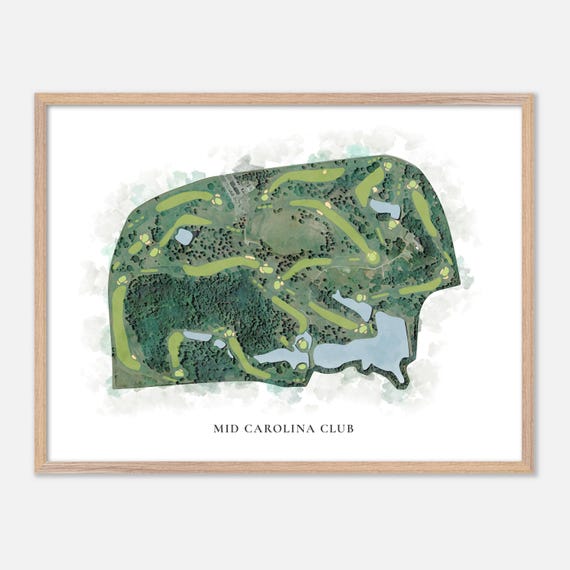 Mid Carolina Club In South Carolina Classic Watercolor Map Golfer Gift Golf Wall Art Golf Poster Print Course Layout