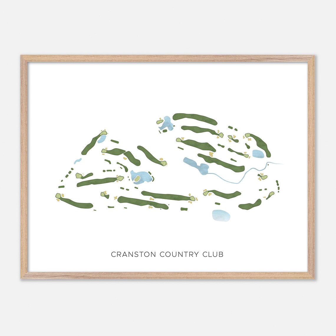 Cranston Country Club Golf Course Layout Watercolor Map Art Poster
