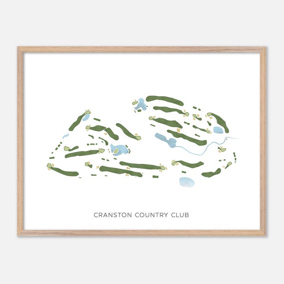 Cranston Country Club In Cranston Rhode Island Modern Watercolor Map Golfer Gift Golf Wall Art Golf Poster Print Course Layout