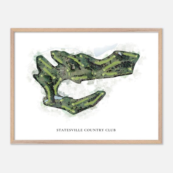 Statesville Country Club In Statesville North Carolina Classic Watercolor Map Golfer Gift Golf Wall Art Golf Poster Print