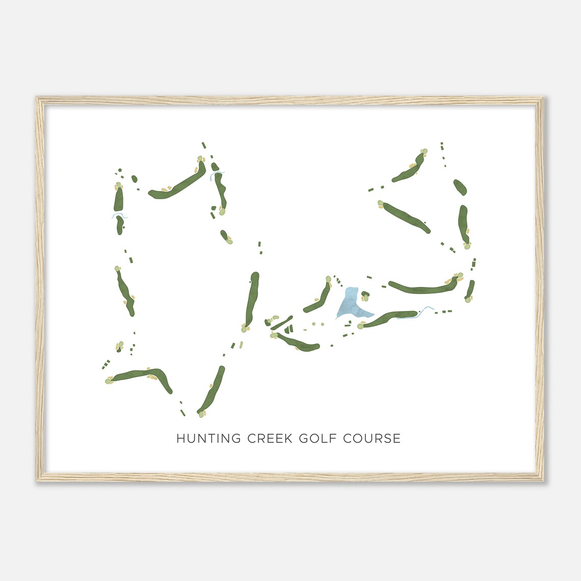 Hunting Creek Golf Course Modern Watercolor Golf Course Map Art Poster